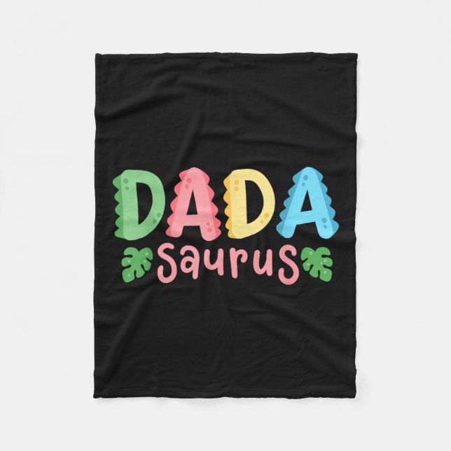 Dada Saurus Kids Dinosaur Birthday Party Family Ma Fleecedecke (Vorderseite)