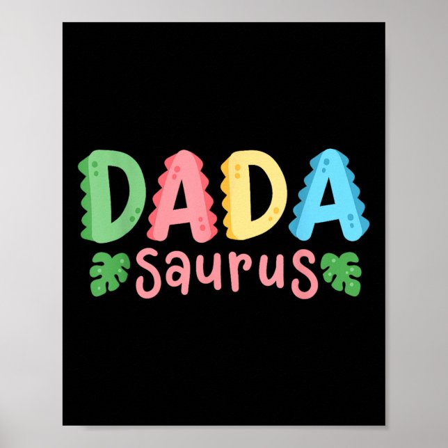 Dada Saurus Kids Dinosaur Birthday Party Family Ma Poster (Vorne)