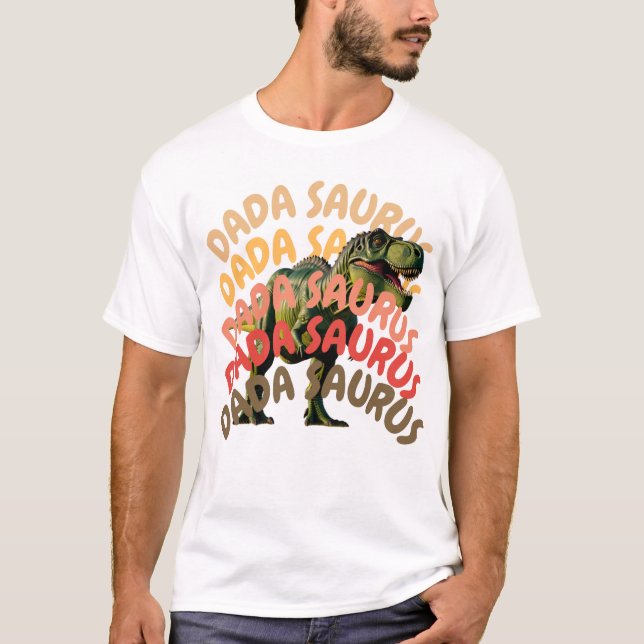 Dada Saurus T-Rex Vater Dinosaur Funny Fathers Gif T-Shirt (Vorderseite)