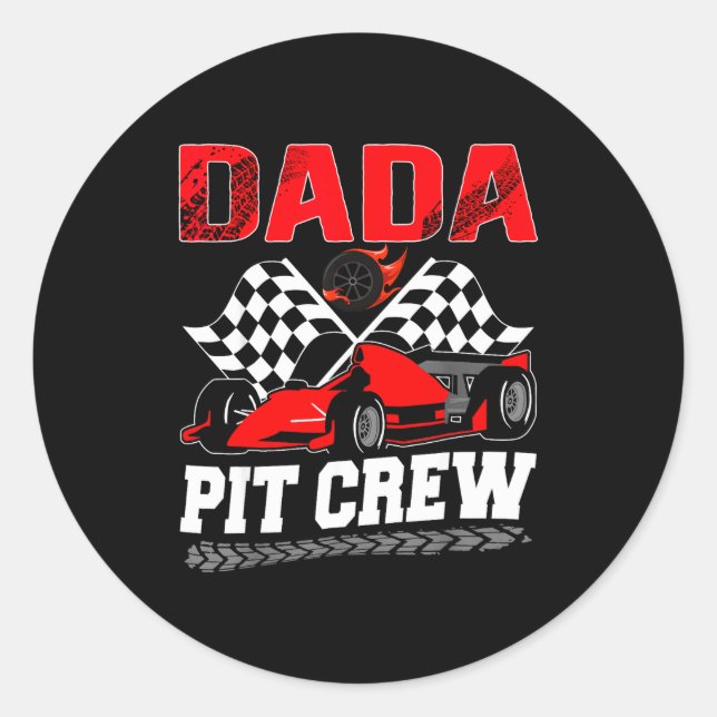 Dada T Crew Racing Family Race Car Birthday Boy  Runder Aufkleber (Vorderseite)