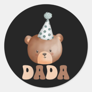 Dada Teddy Bear 1. Geburtstag Boy Girl Family Matc Runder Aufkleber