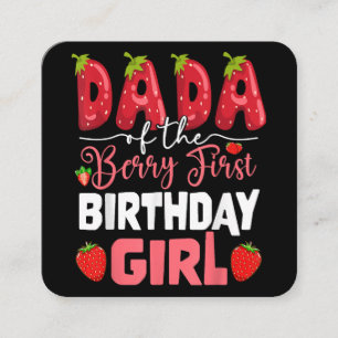 Dada The Berry First Birthday of Girl Strawberr Quadratische Visitenkarte