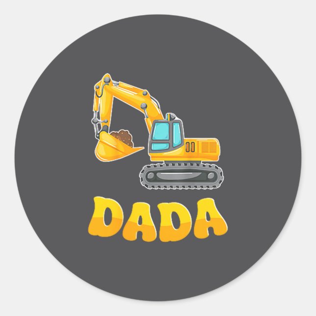 Dada The Birthday Boy Excavator Construction Famil Runder Aufkleber (Vorderseite)