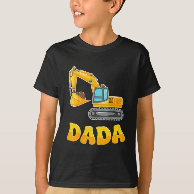 Dada The Birthday Boy Excavator Construction Famil T-Shirt (Vorderseite)