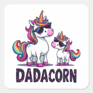 Dadacorn - Das magische Einhorn-Papa Quadratischer Aufkleber