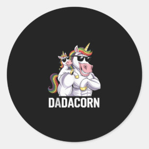 Dadacorn Einhorn Dad Vatertag Lustiger Regenbogen Runder Aufkleber