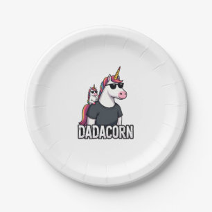 Dadacorn - Einhorn-Vater und Baby-Weihnachten Papa Pappteller