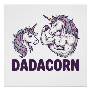 Dadacorn Lustiges Einhorn Dad Vektor-Shirt-Design_ Poster