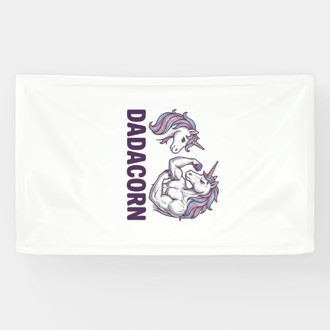 Dadacorn Lustiges Einhorn Papa Vektor-Shirt Design Banner (Horizontal)