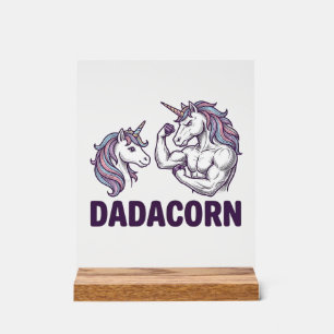 Dadacorn Lustiges Einhorn Vater Vektor-Shirt Desig Acrylschild