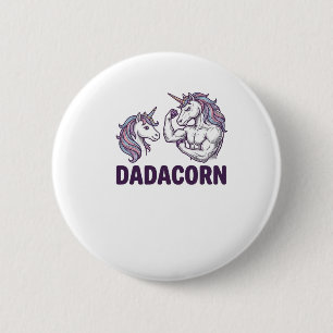 Dadacorn Lustiges Einhorn Vater Vektor-Shirt Desig Button