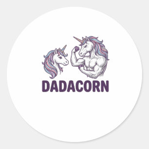 Dadacorn Lustiges Einhorn Vater Vektor-Shirt Desig Runder Aufkleber