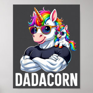 Dadacorn Muskel Einhorn Vater Lustiger Vatertag Mä Poster