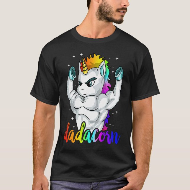 Dadacorn Unicorn Daddy Muscle Unique Family Christ T-Shirt (Vorderseite)
