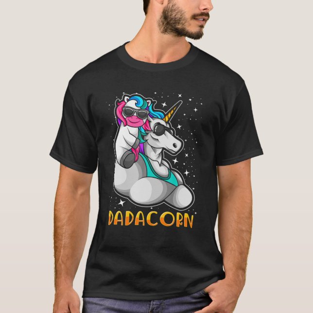Dadacorn - Unicorn Vater und Baby Papa Sonnenbrill T-Shirt (Vorderseite)