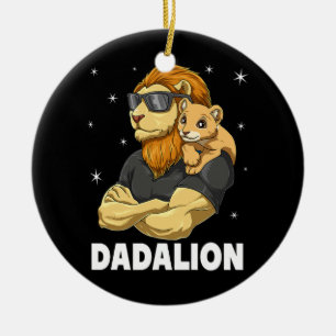 Dadalion Löwe Dad und Baby Papa zum Vatertag für Keramik Ornament