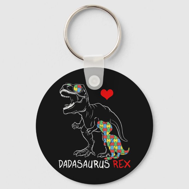 Dadasaurus Daddy Rex Autism Awareness Proud Vater  Schlüsselanhänger (Vorderseite)
