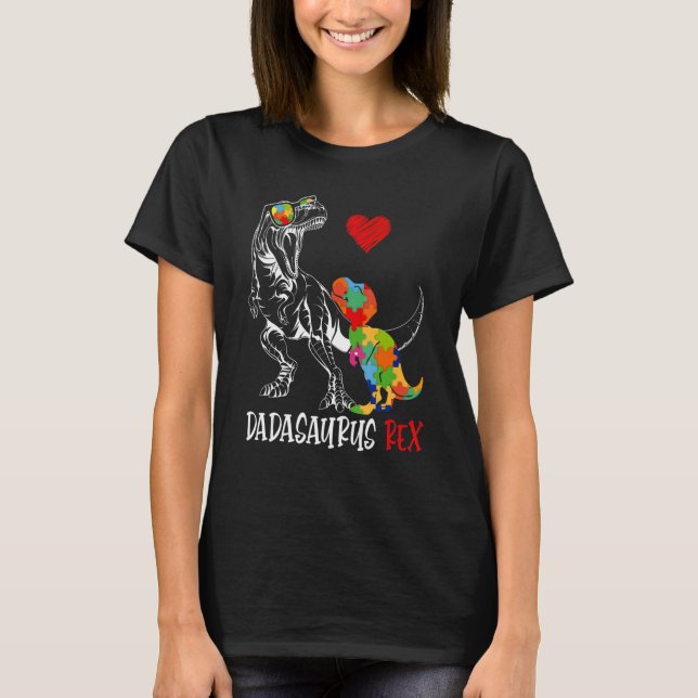 Dadasaurus Daddy Rex Autism Awareness Proud Vater  T-Shirt (Vorderseite)