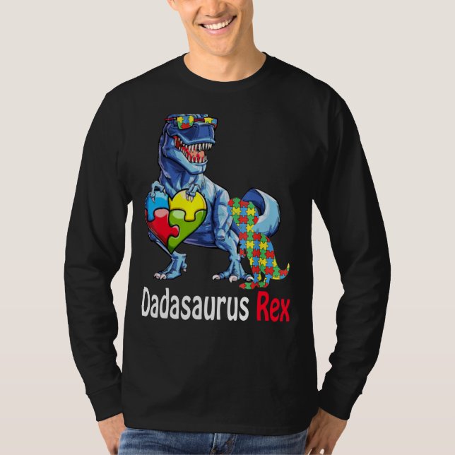 Dadasaurus Daddy Rex Autism Awareness Proud Vater  T-Shirt (Vorderseite)