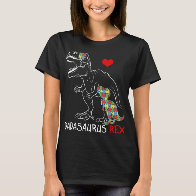 Dadasaurus Daddy Rex Autism Awareness Proud Vater  T-Shirt (Vorderseite)
