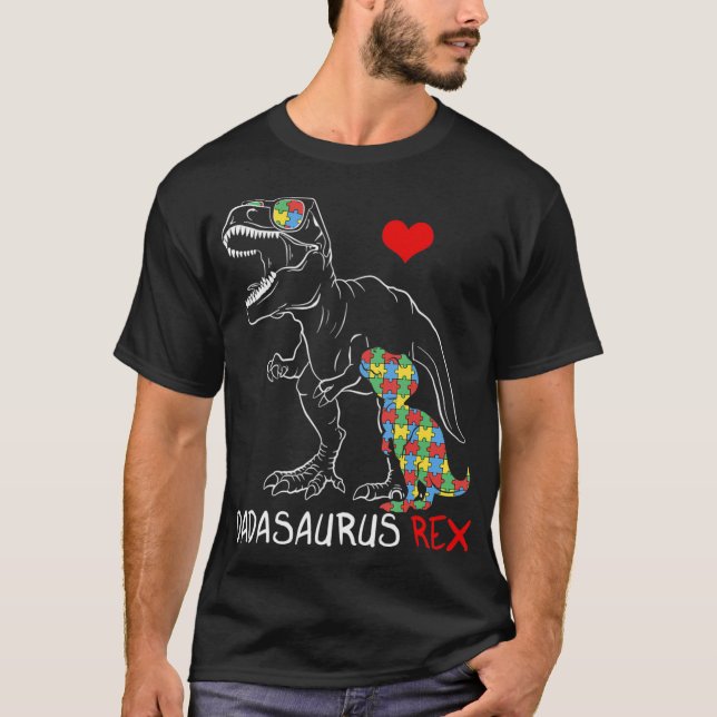 Dadasaurus Daddy Rex Autism Awareness Proud Vater  T-Shirt (Vorderseite)