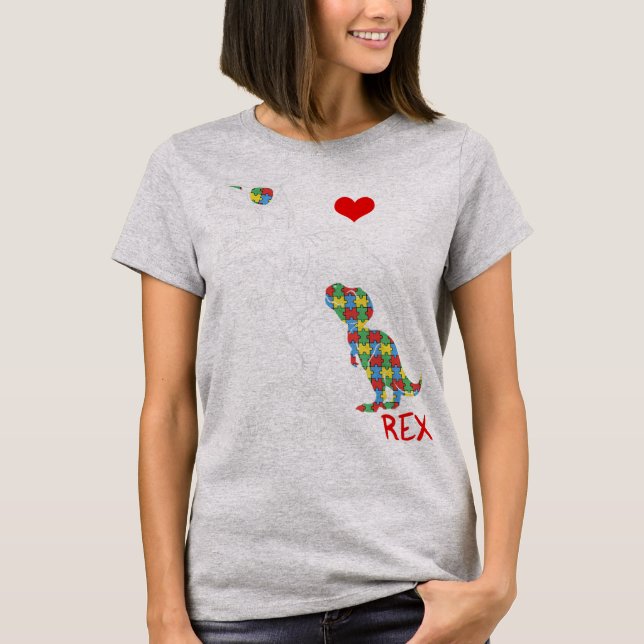 Dadasaurus Daddy Rex Autism Awareness Proud Vater  T-Shirt (Vorderseite)