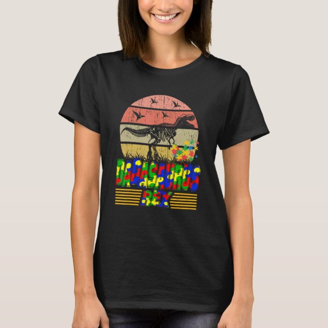 Dadasaurus Daddy Rex Autismus Sensibilisierung Coo T-Shirt (Vorderseite)