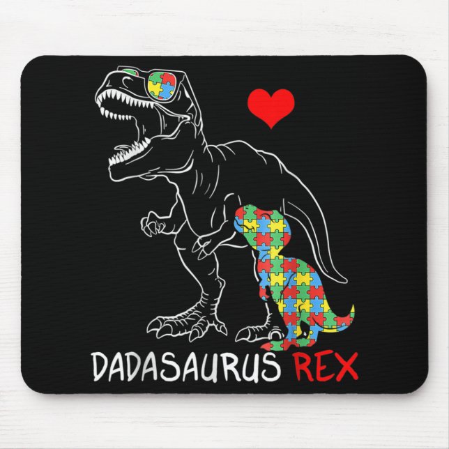 Dadasaurus Rex Autism Awareness Proud Vater Vaters Mousepad (Vorne)