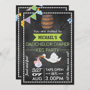 Dadchelor Baby Duschkabine Keg Party Chalkboard Einladung