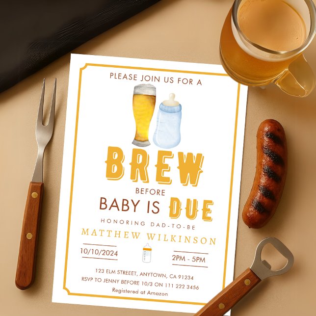 Dadchelor Bierbrauen vor Baby Vater zum Duschen Einladung (Dadchelor Beer Brew Before Baby Dad to Be Shower  Invitation)