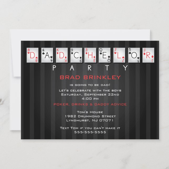 Dadchelor Party Baby Showcard - Poker Cards Einladung (Vorderseite)