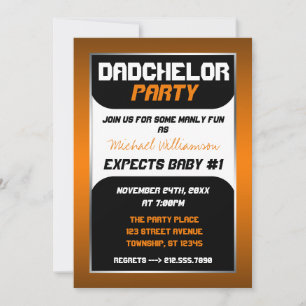 Dadchelor Party - Orange & Black Einladungen
