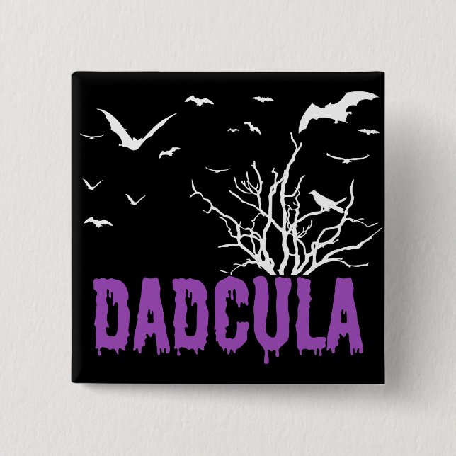 Dadcula Lila Dripping Schriftart Fliegende Flederm Button (Vorderseite)