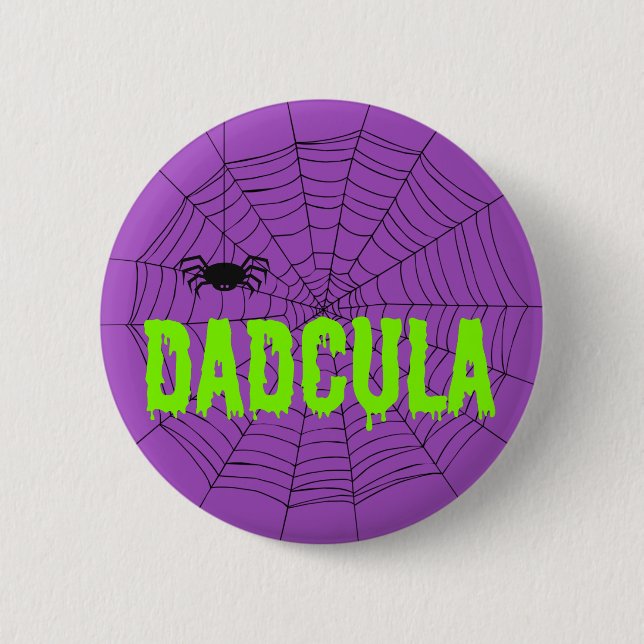 Dadcula Lime Green Dripping Schriftart Spider Web Button (Vorderseite)