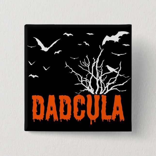 Dadcula Orange Driving Schriftart Flying Bats Button (Vorderseite)