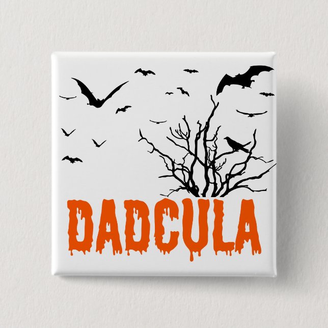 Dadcula Orange Driving Schriftart Flying Bats Button (Vorderseite)