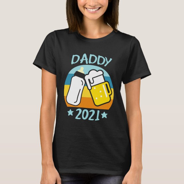 Daddy 2021 Father Baby Birth Men  Dad T-Shirt (Vorderseite)