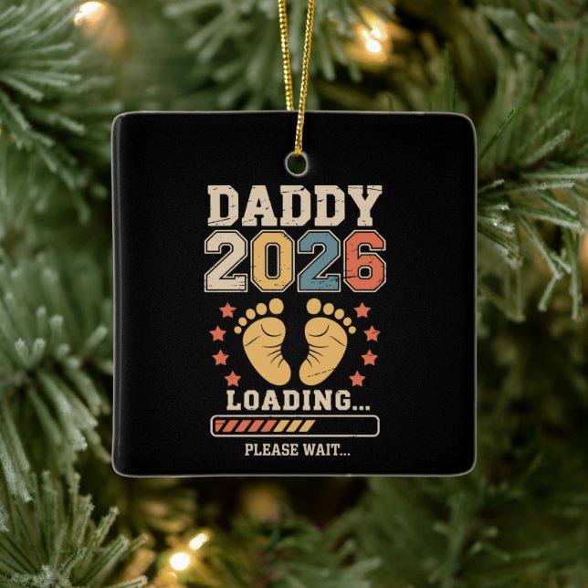 Daddy 2026 Lade Baby-Ankündigung Erwartender Vater Keramikornament (Baum)