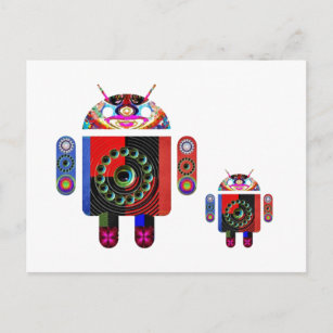 Daddy and Baby Android - Art101 von Navin Postkarte