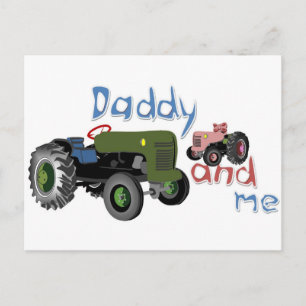 Daddy and Me Girl Tractors Postkarte