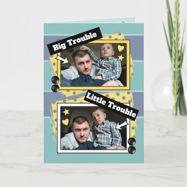 Daddy and me green and yellow foto karte (Vorderseite)