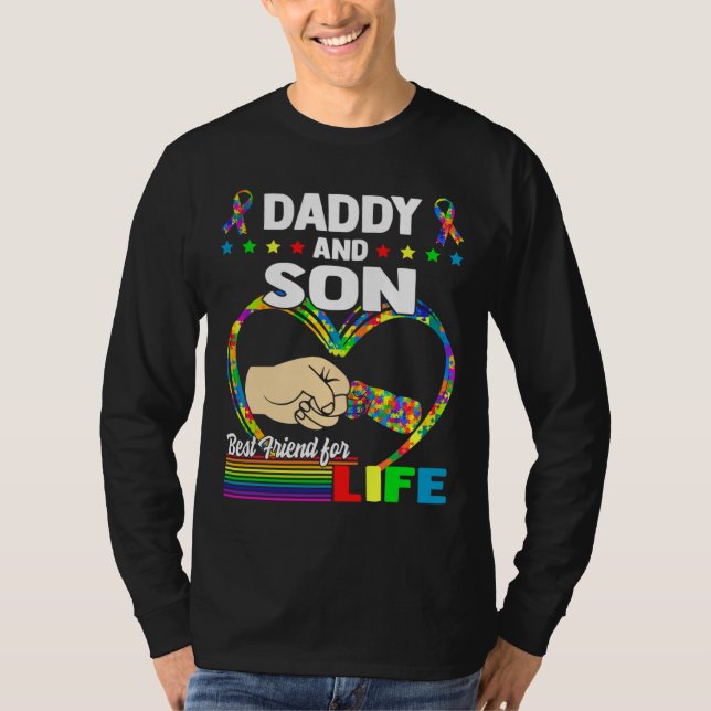 Daddy and Son Best Friends for Life Autismus Vater T-Shirt (Vorderseite)