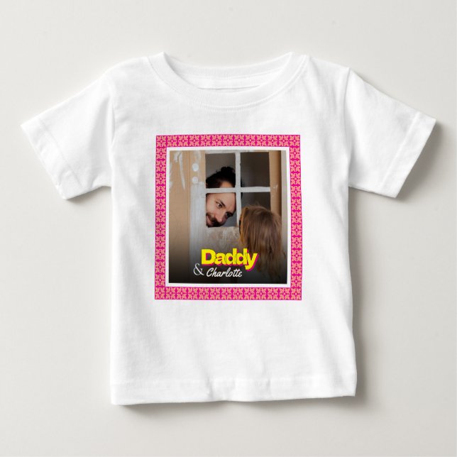 Daddy Baby Boy Baby Girl Daughter Son Custom Foto Baby T-shirt (Vorderseite)