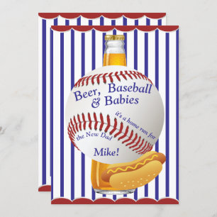 Daddy Baby Shower Beer Baseball und Babys Einladung