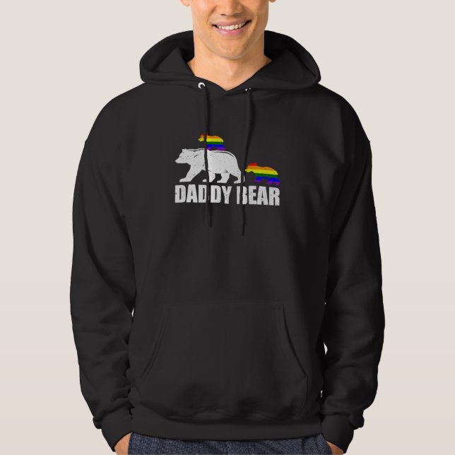 Daddy Bear 2 Kids  Proud LGBT Gay Pride Ally Dad B Hoodie (Vorderseite)