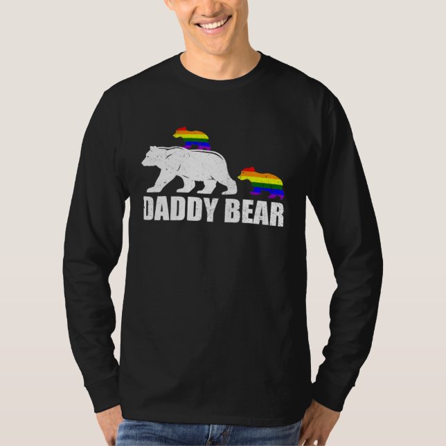 Daddy Bear 2 Kids  Proud LGBT Gay Pride Ally Dad B T-Shirt (Vorderseite)
