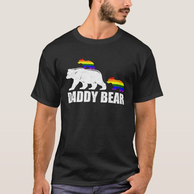 Daddy Bear 2 Kids  Proud LGBT Gay Pride Ally Dad B T-Shirt (Vorderseite)