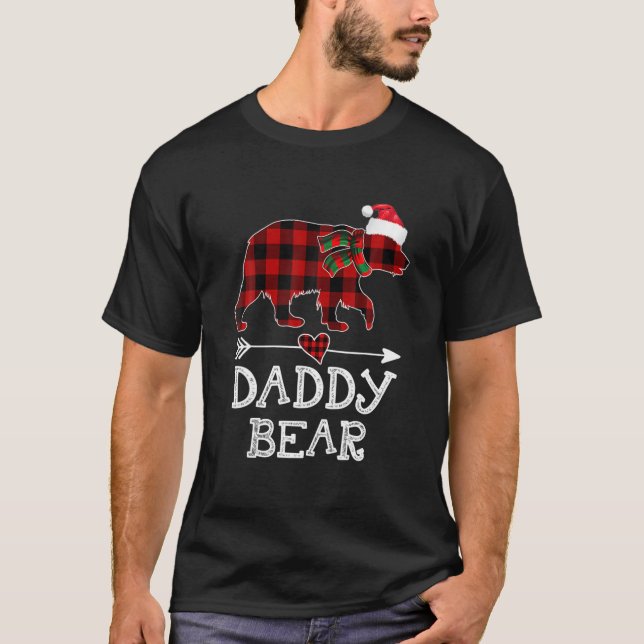 Daddy Bear Christmas Pajama Red Kariert Buffalo Fa T-Shirt (Vorderseite)