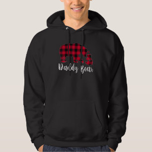 Daddy Bear Pajama Red Buffalo Pläd Hoodie