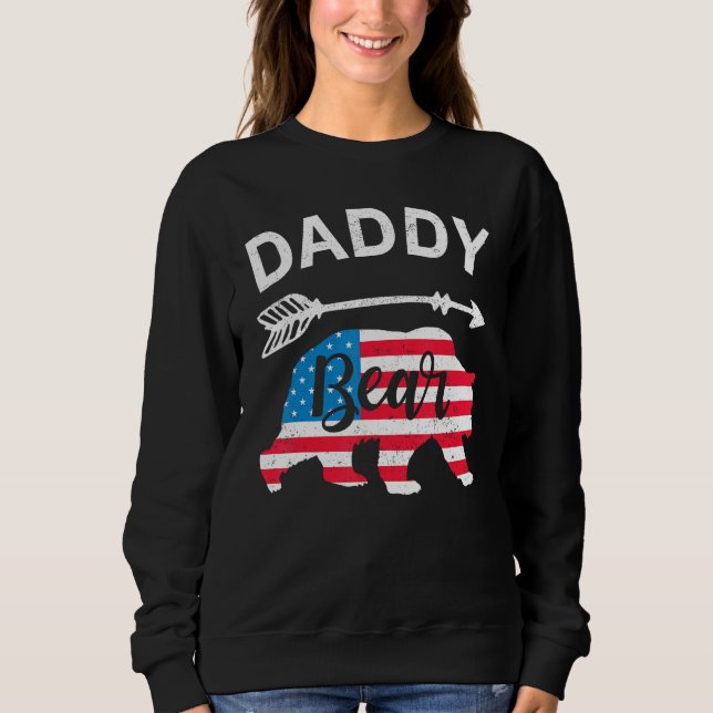 Daddy Bear Papa Bear American Flag 4th of July Fat Sweatshirt (Vorderseite)